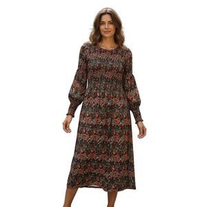 Lili Sidonio Women's Floral Maxi Dress Long Sleeve Multicolor Size S